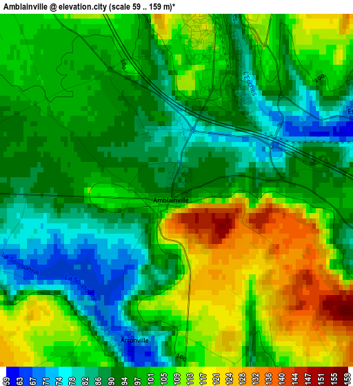 Amblainville elevation map