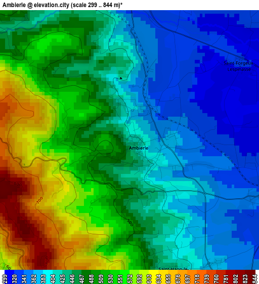 Ambierle elevation map