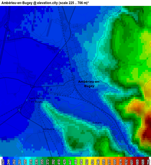 Ambérieu-en-Bugey elevation map