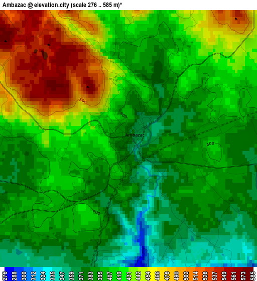 Ambazac elevation map