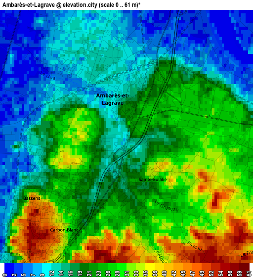 Ambarès-et-Lagrave elevation map