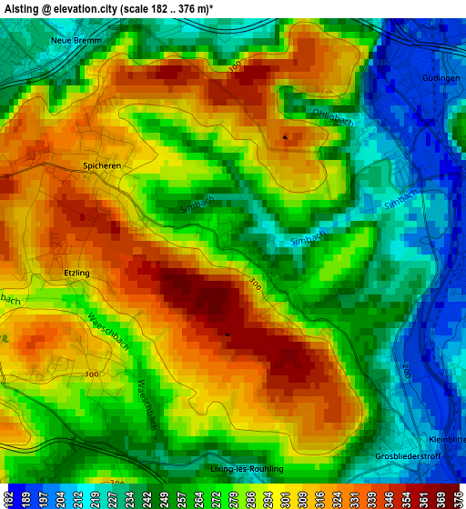 Alsting elevation map