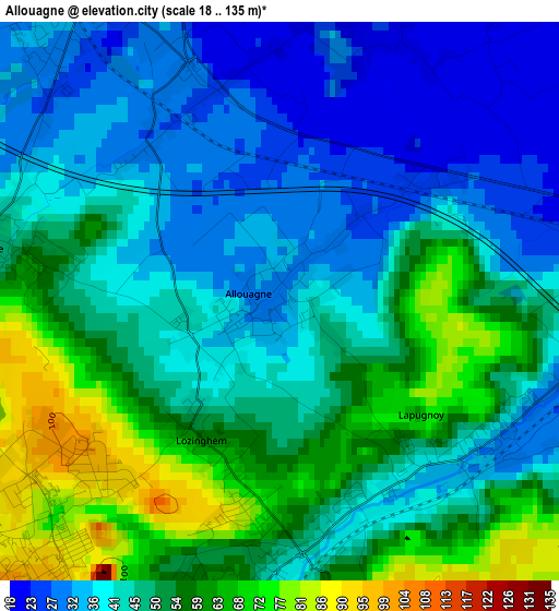 Allouagne elevation map