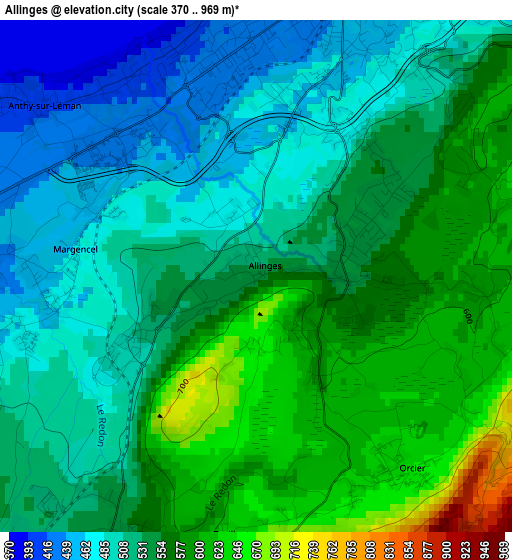 Allinges elevation map