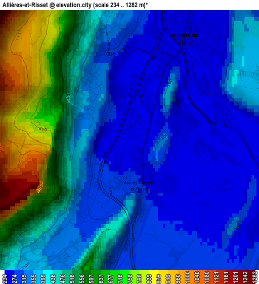 Allières-et-Risset elevation map