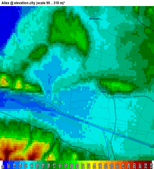 Allex elevation map