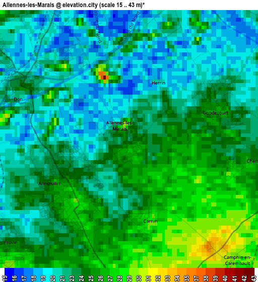 Allennes-les-Marais elevation map