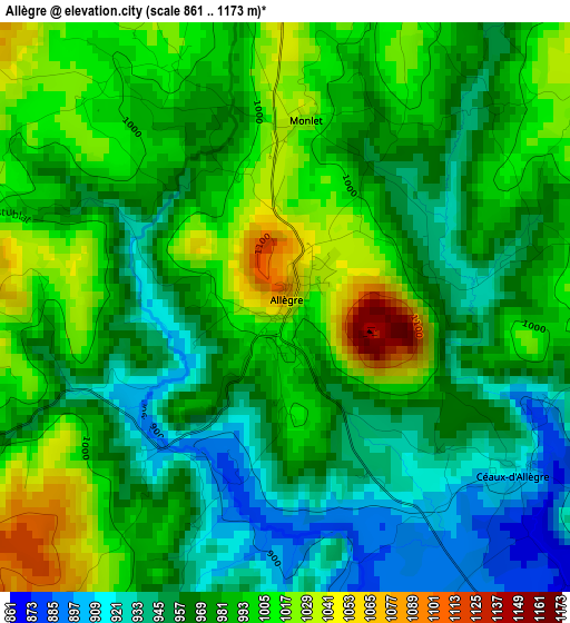 Allègre elevation map