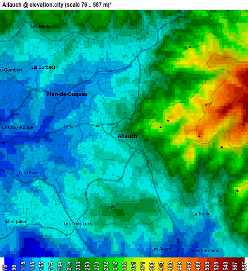 Allauch elevation map