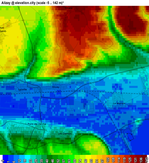 Alizay elevation map