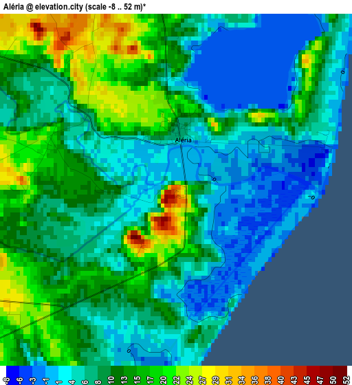 Aléria elevation map