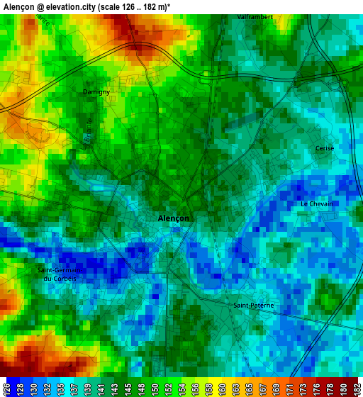 Alençon elevation map