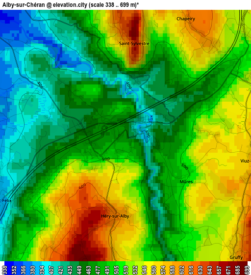 Alby-sur-Chéran elevation map