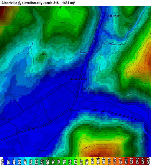 Albertville elevation map