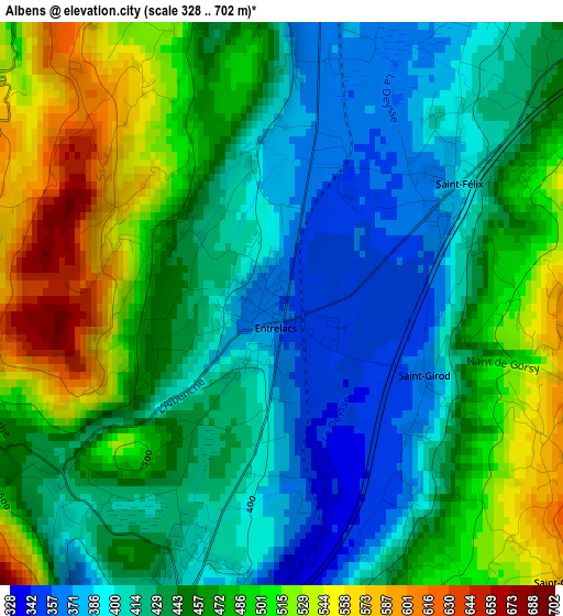 Albens elevation map