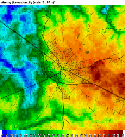 Aizenay elevation map