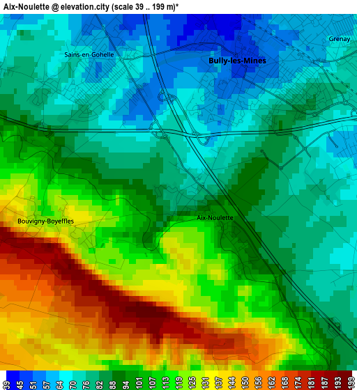 Aix-Noulette elevation map