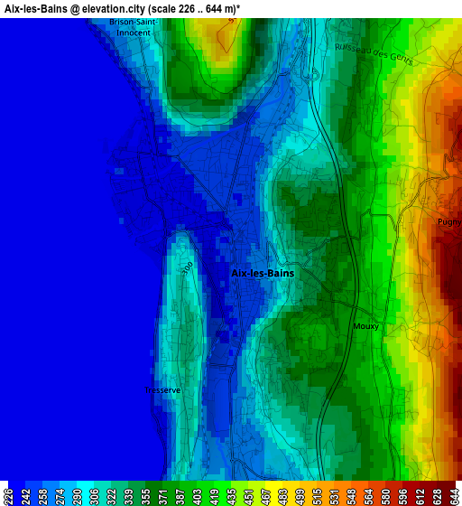 Aix-les-Bains elevation map