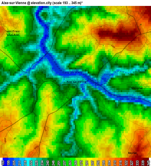 Aixe-sur-Vienne elevation map