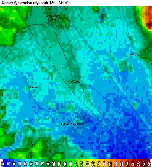 Aiserey elevation map