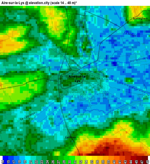 Aire-sur-la-Lys elevation map