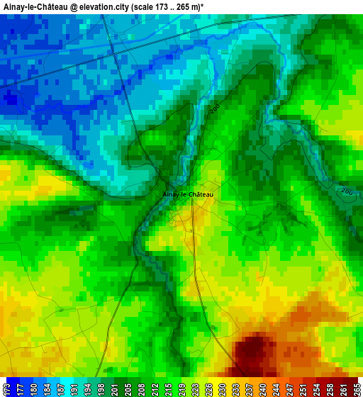 Ainay-le-Château elevation map