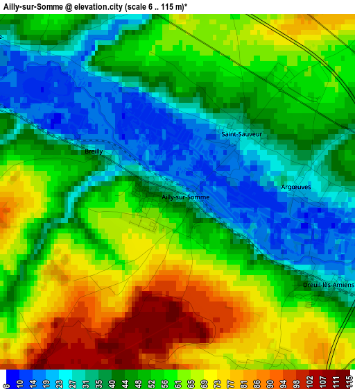 Ailly-sur-Somme elevation map