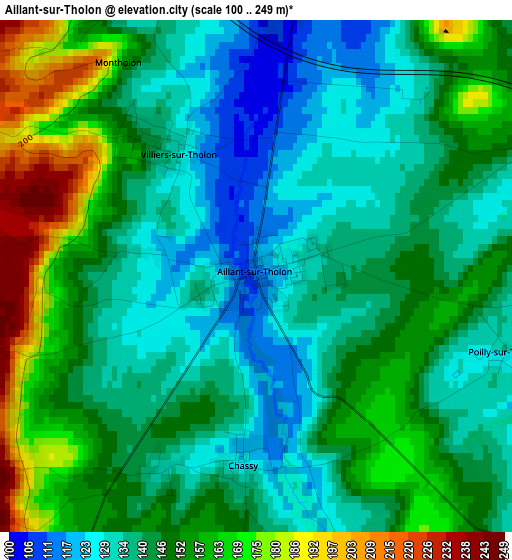 Aillant-sur-Tholon elevation map