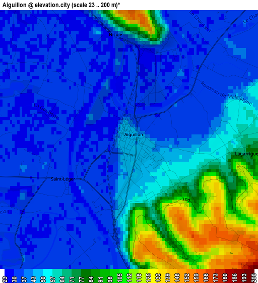 Aiguillon elevation map