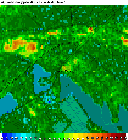 Aigues-Mortes elevation map