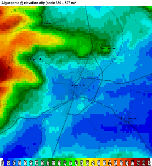 Aigueperse elevation map