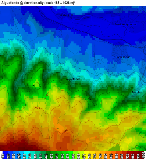 Aiguefonde elevation map