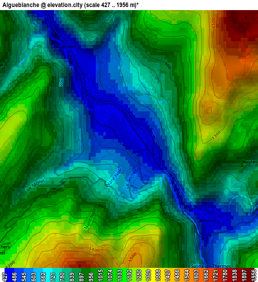 Aigueblanche elevation map