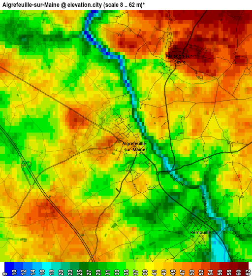 Aigrefeuille-sur-Maine elevation map