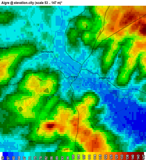 Aigre elevation map