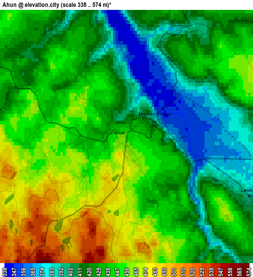 Ahun elevation map