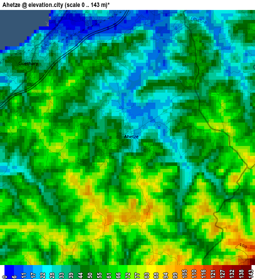 Ahetze elevation map