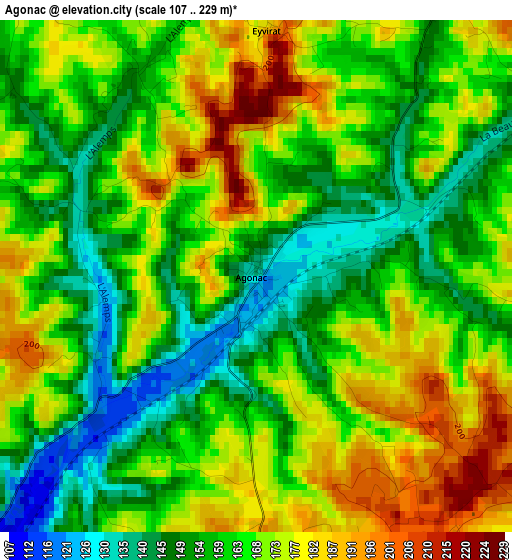 Agonac elevation map