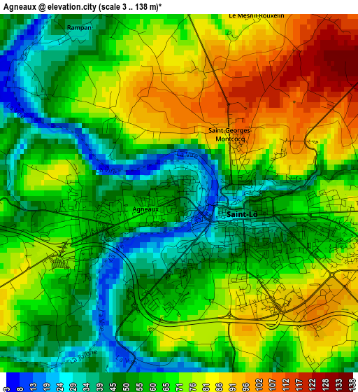 Agneaux elevation map