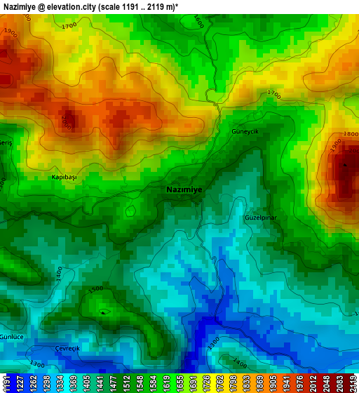 Nazimiye elevation map