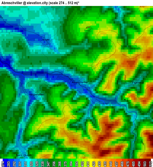 Abreschviller elevation map