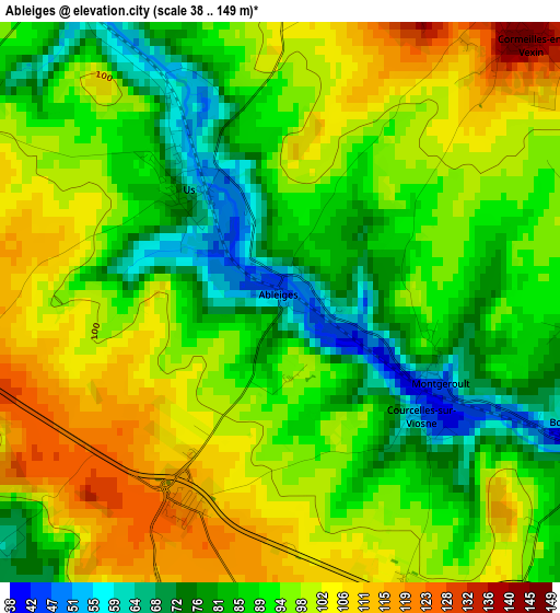 Ableiges elevation map