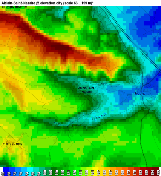 Ablain-Saint-Nazaire elevation map