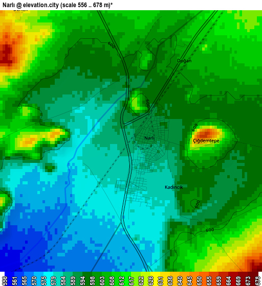 Narlı elevation map