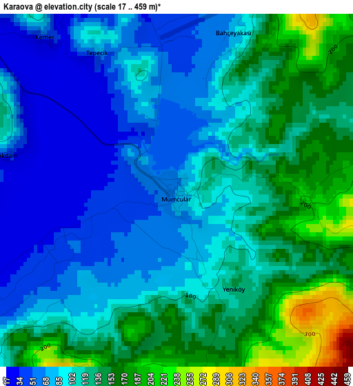 Karaova elevation map