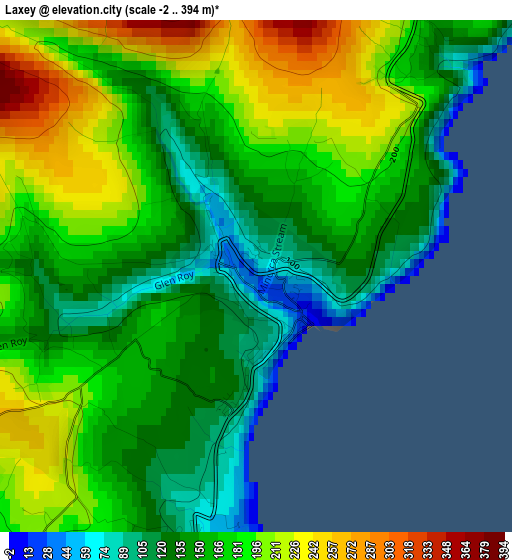 Laxey elevation map