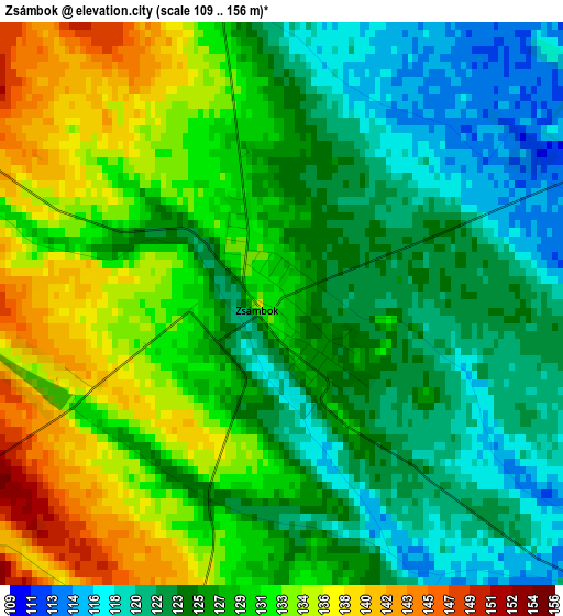 Zsámbok elevation map