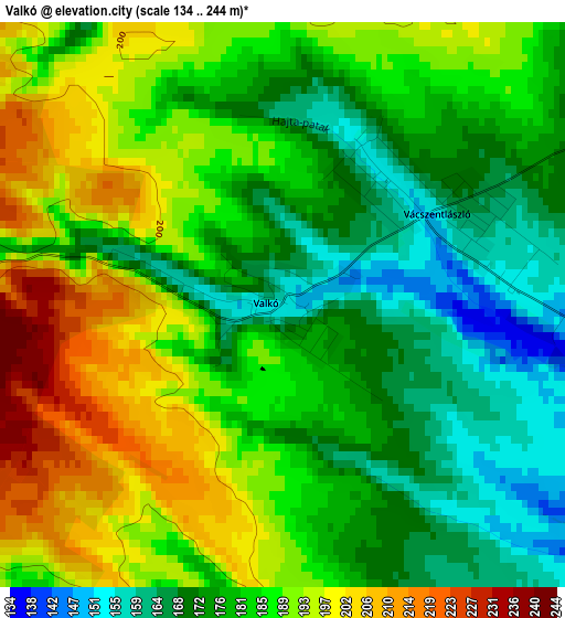 Valkó elevation map