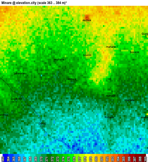 Minare elevation map