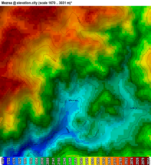 Mezraa elevation map